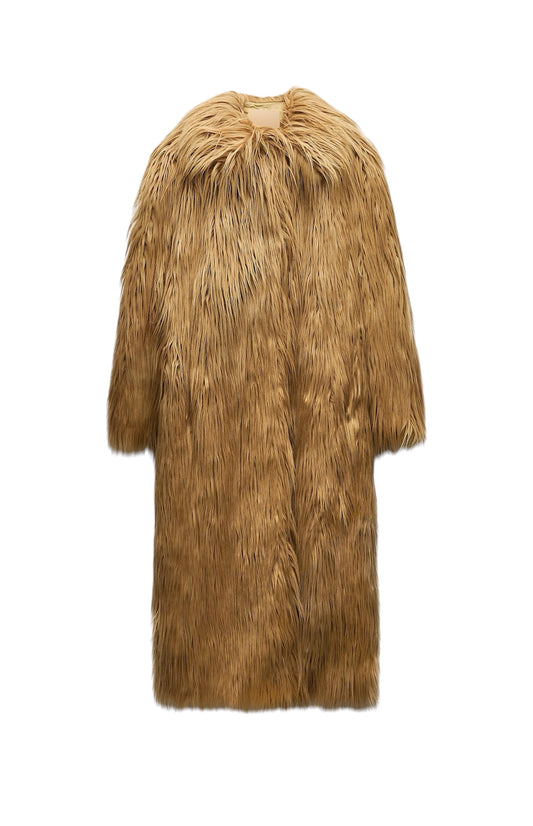 MANTEAU LONG EFFET FOURRURE